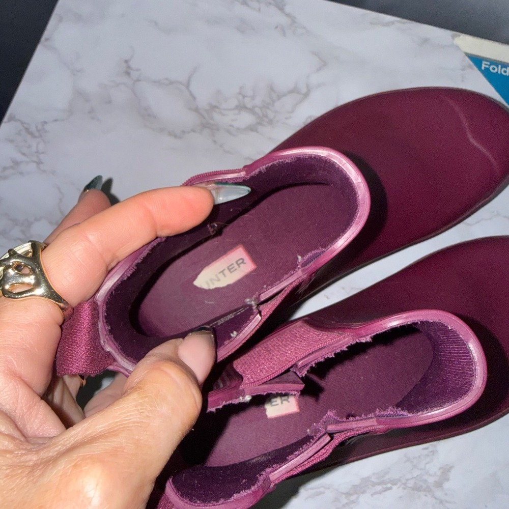 Hunter Original Chelsea Boots Women 8 Burgundy/Plum Matte Waterproof Rain Ankle - Picture 8 of 11